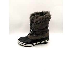 Tamarack Boots Womens Gray Black 7 Winter Rain Ankle Shoe Faux Fur Trim AK-1121W